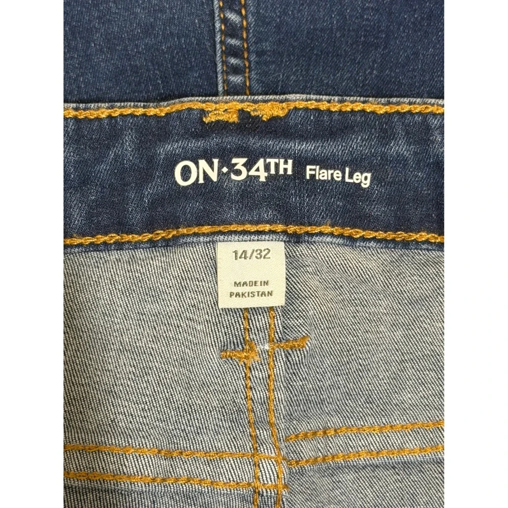 On 34th Women's Flare Leg High Rise Dark Wash Denim Jeans Size 14/32 NEW
